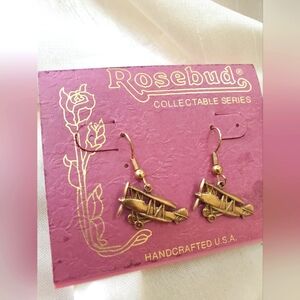 Rosebud Gold Airplane Earrings